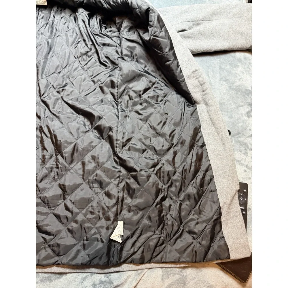 LL Bean Maine Womens Coat XL Gray Wool Blend Toggle Button Duffle